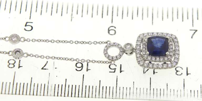 Charming Blue Sapphire & Diamond Necklace