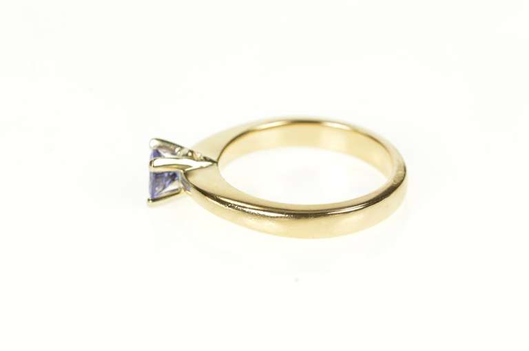 14K Yellow Gold Round Tanzanite Solitaire Simple Engagement Ring