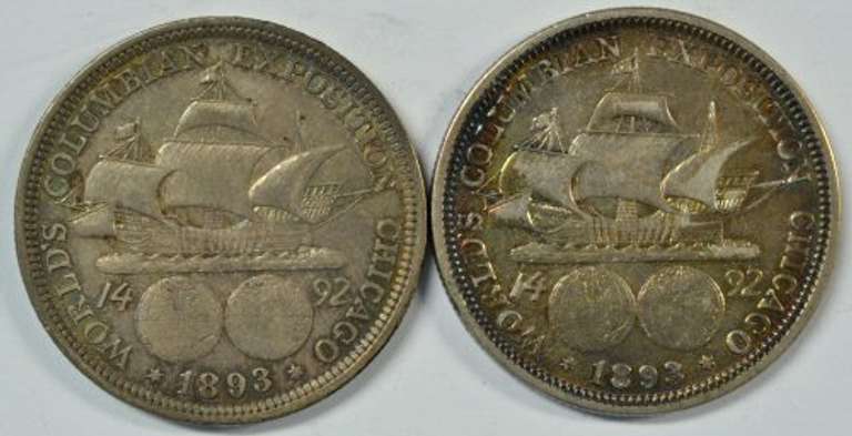 2 Gorgeous rainbow toned 1893 Columbian Commemoratives