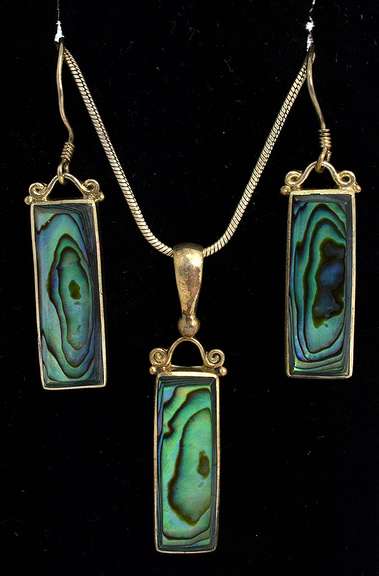 Earrings & Necklace Set with Abalone