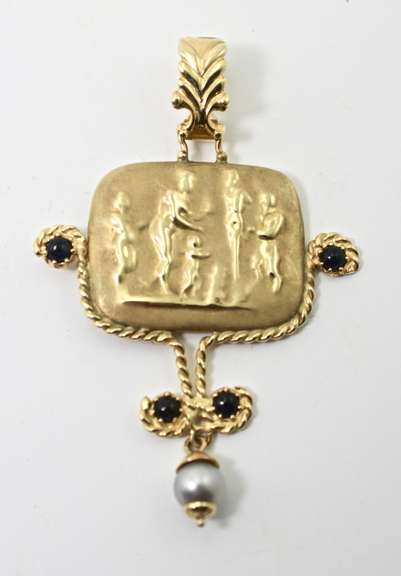 Fabulous Bold Byzantine-Inspired 14K Pendant
