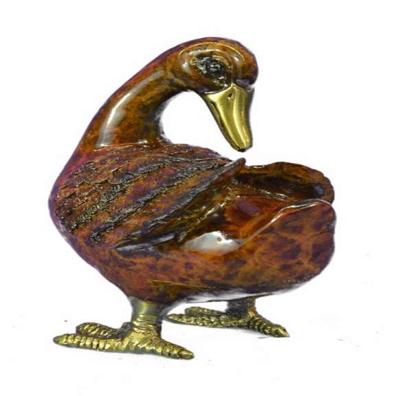 Standing Duck Brass Cold Painted Bird Sculpture