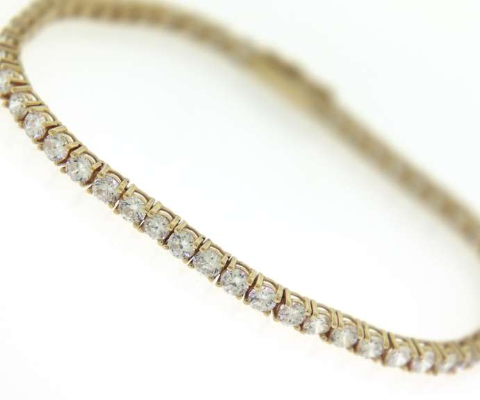 Elegant Yellow Gold CZ Tennis Bracelet