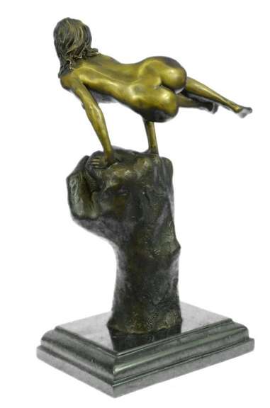 Naked Female Sitting on a Fist Bronze Sculpture