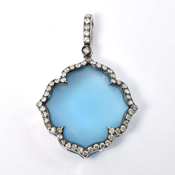 Enchanting Blue Topaz & Diamond Pendant in 14K WG