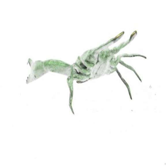 Green Painted Male Crab Bronze Sculpture