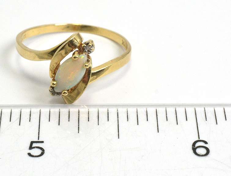 Opal Ring with Diamond Accents in Gold