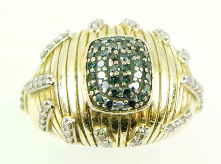 Stellar Sterling Vermeil Blue & White Diamond Ring, 9