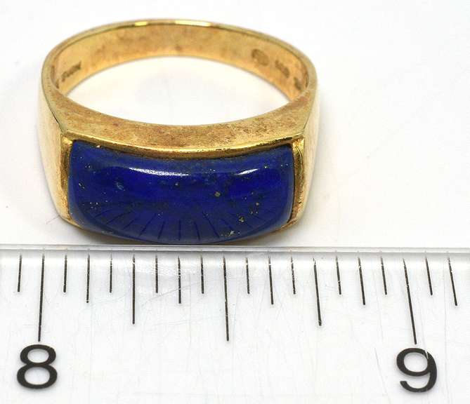 Awesome Lapis Bar Ring in 14KT Yellow Gold