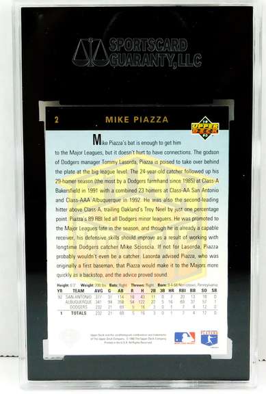 Mike Piazza Graded #2 Rookie Baseball Card, Gr