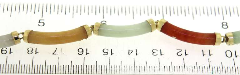Gorgeous Multi Color Yellow Gold Jade Bracelet