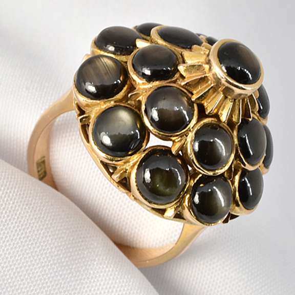 Neat Black Star Sapphire Pyramid Ring