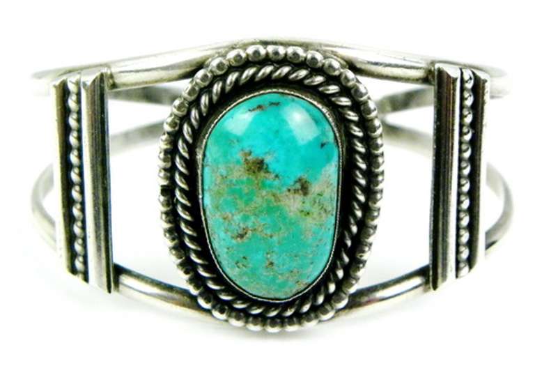 Native American Sterling Turquoise Cuff
