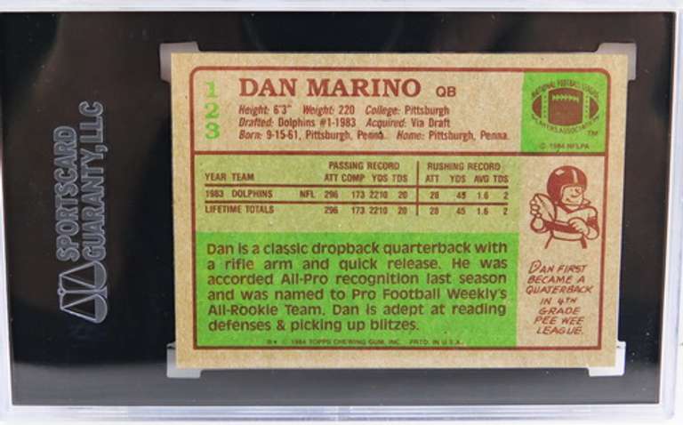 Rare 1984 Dan Marino Graded Rookie Football Card