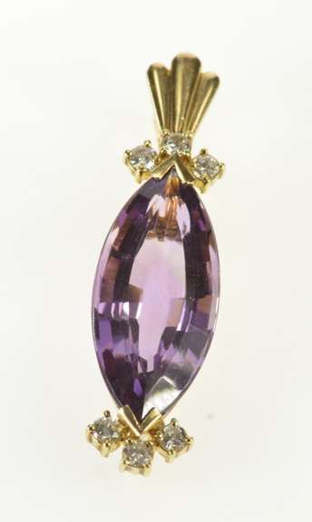 14K Yellow Gold Amethyst Diamond Enhancer Statement Pendant