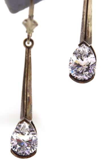 Sterling Silver Faceted CZ Pear Shaped Earrings