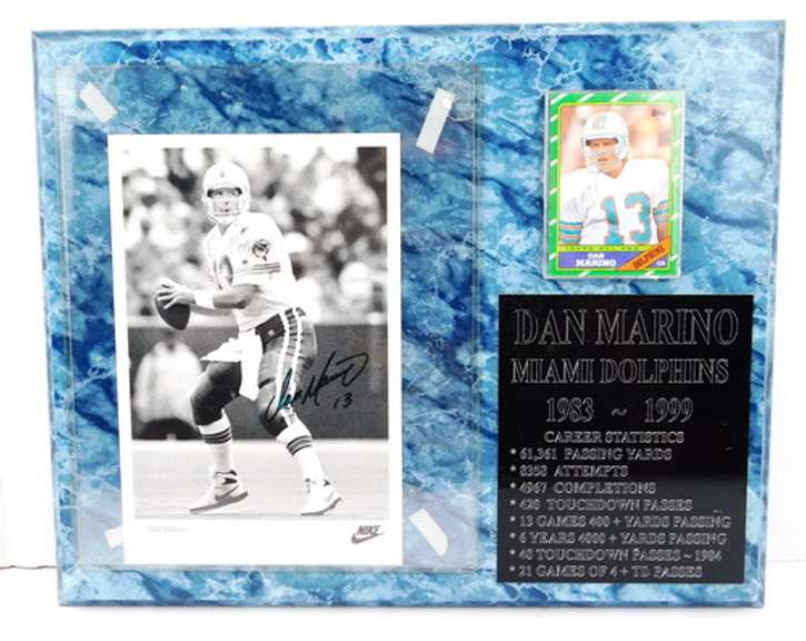 Signed Dan Marino Mounted Photo & Football Card