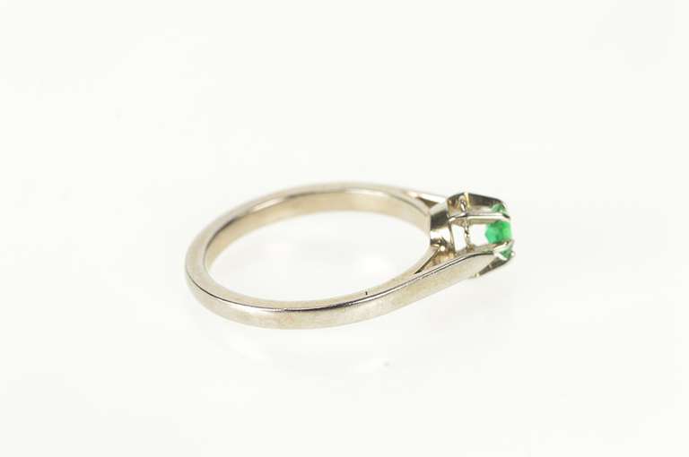 18K White Gold Princess Cut Emerald Gypsy Engagement Ring