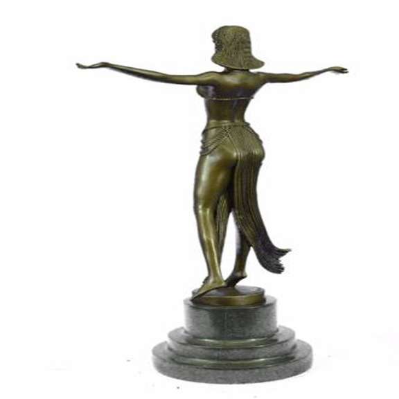 Belly Dancer Bronze Figurine on Marble Base Sculpture