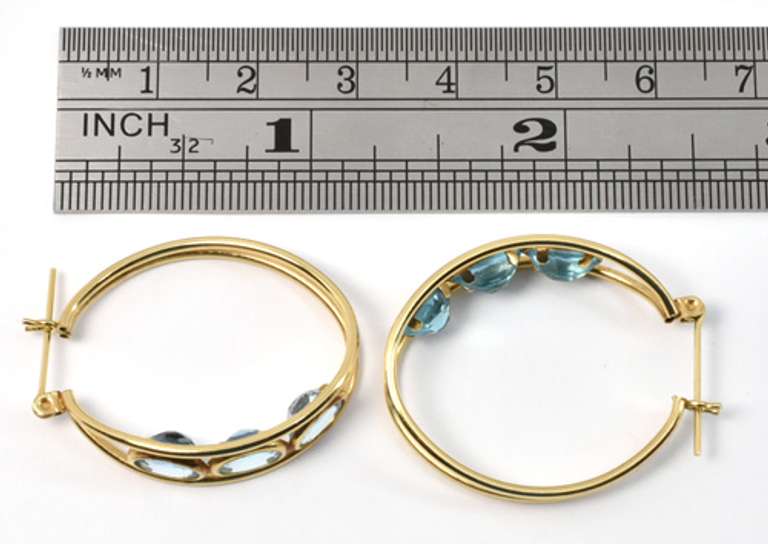 Nice Blue Topaz Hoop Earrings