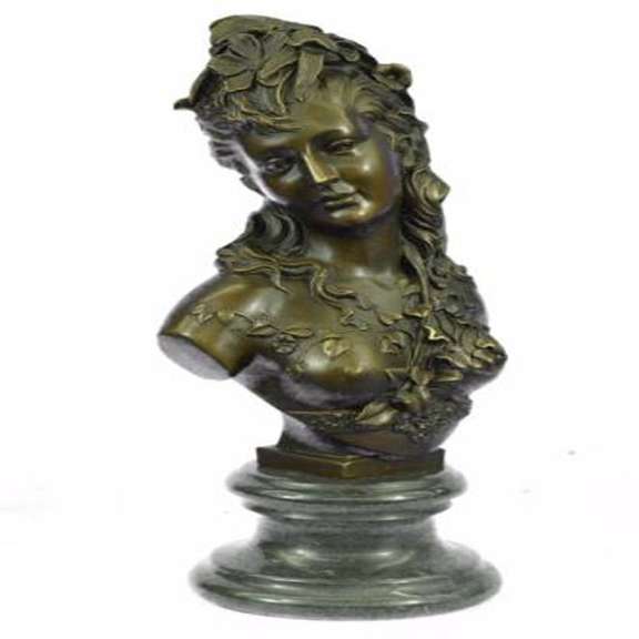 Bust Bronze Statue on Marble Base Sculpture