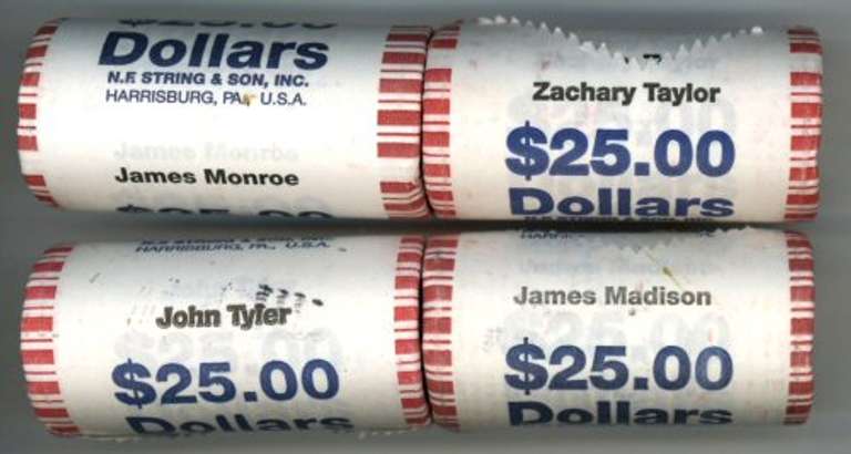 4 Different Gem BU Rolls of Presidential Golden Dollars