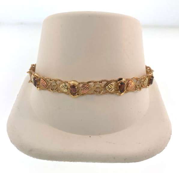 Fancy Two-Toned 10kt Gold Gemstone Bracelet