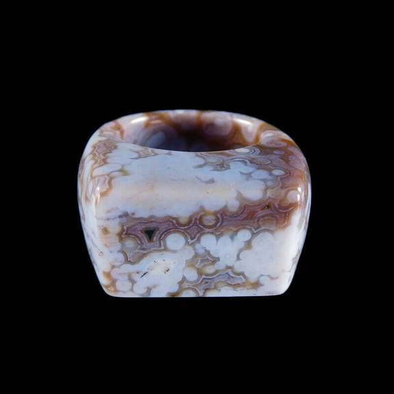 Amazing single stone carved Ocean Jasper ring