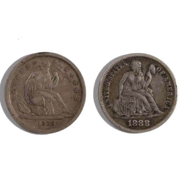 1839 And 1888 Seated Dimes