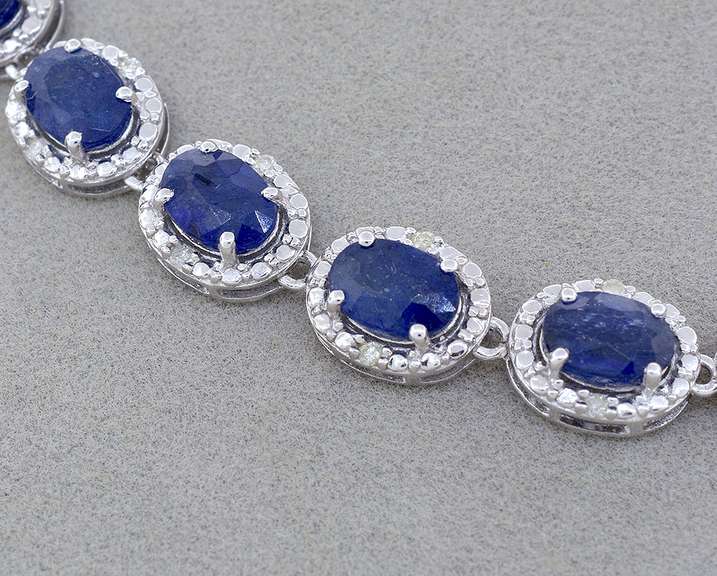 Luscious Sapphire & Diamond Necklace in Sterling Silver