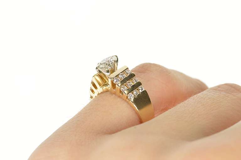 14K Yellow Gold 0.74 Ctw Marquise Diamond Channel Engagement Ring