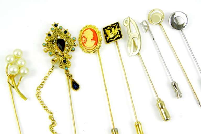 Collection of 8 Vintage Stick Pins