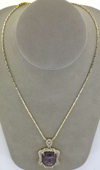 Massive Gorgeous Star Ruby & White Sapphire Necklace in Vermeil