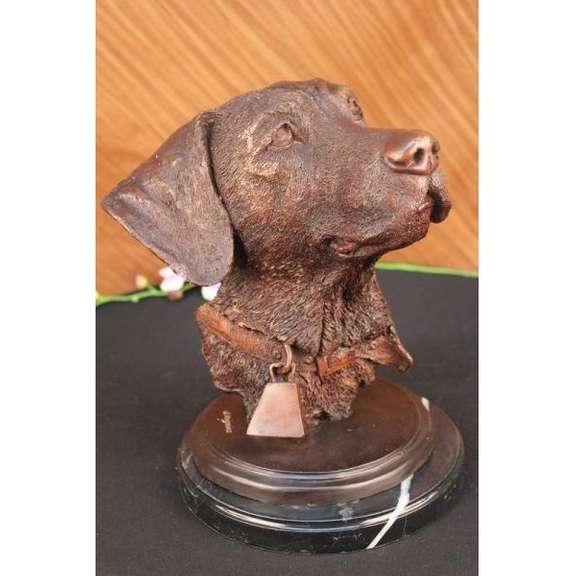 Adorable Labrador Retriever Bust Bronze Sculpture