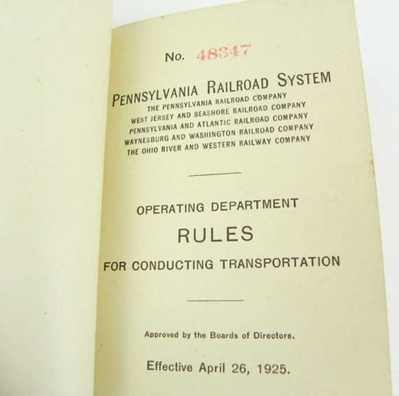 1925 Pennsylvania Railroad Book of Rules