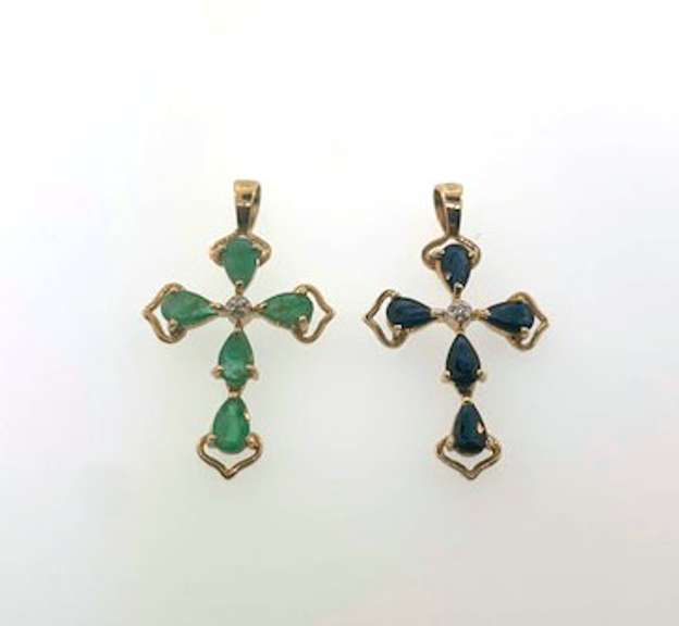 Stunning Set of 14kt Gold Gemstone Pendants
