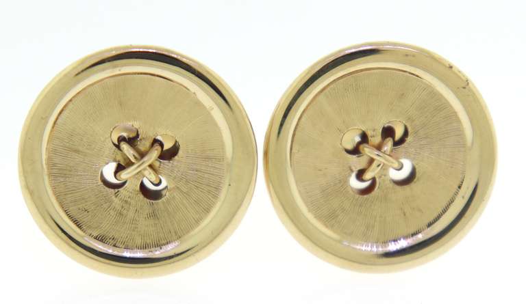 Whimsical 14kt  Yellow Gold Button Cufflinks