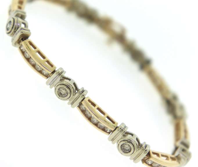 Dazzling 14kt Channel & Bezel Set Diamond Bracelet
