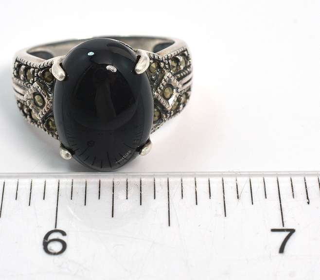 Sterling Silver Black Gemstone Ring