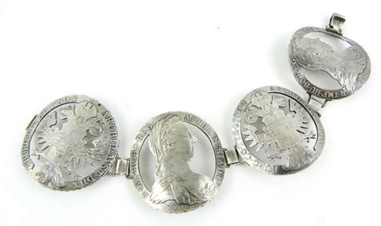 Fantastic 1780 Austrian Sterling Coin Bracelet