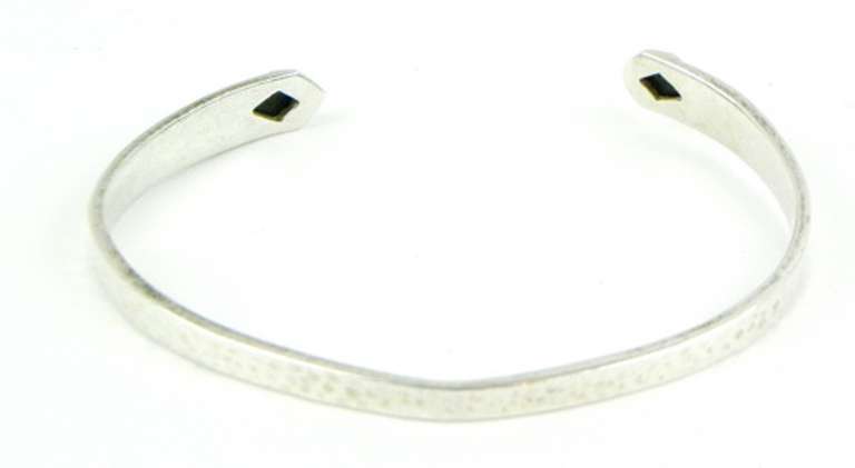 Silpada Hammered  Sterling Black Onyx Cuff