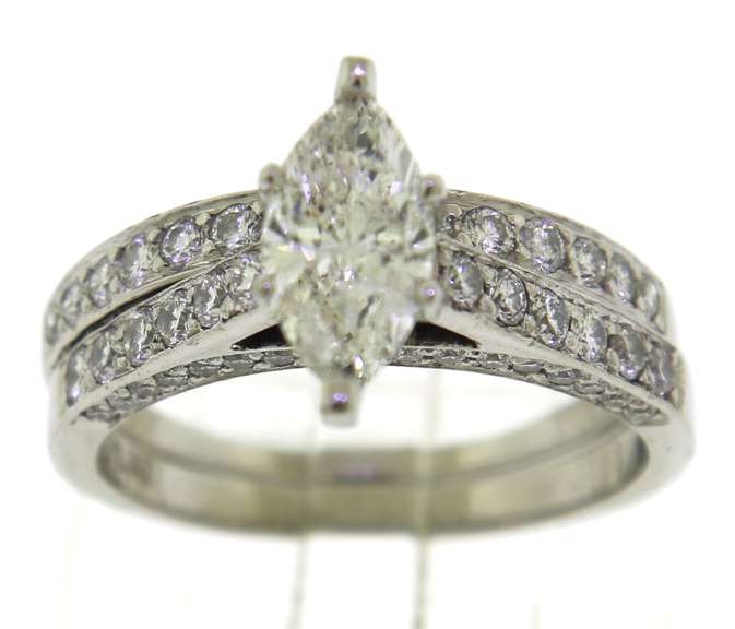 Luxurious Platinum Marquise Diamond Bridal Set