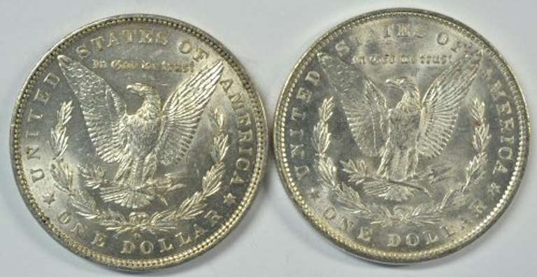 Super Choice BU 1881-O & 1890 Morgan Silver Dollars