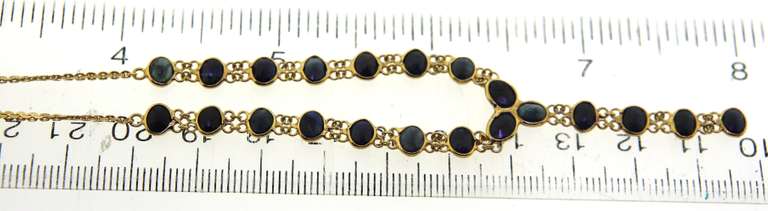 Stunning Yellow Gold Bezel Set Sapphire "Y" Necklace