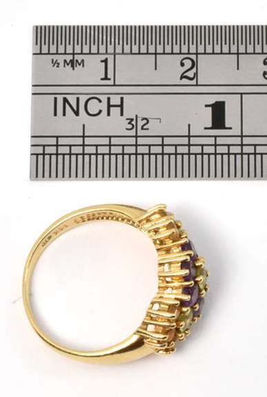 Colorful Flower Motif Cluster Ring