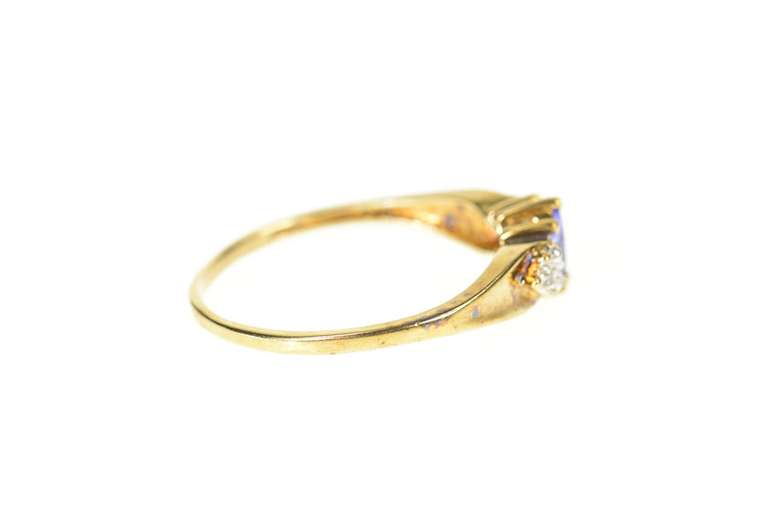 10K Yellow Gold Three Marquise Tanzanite Diamond Accent Ring