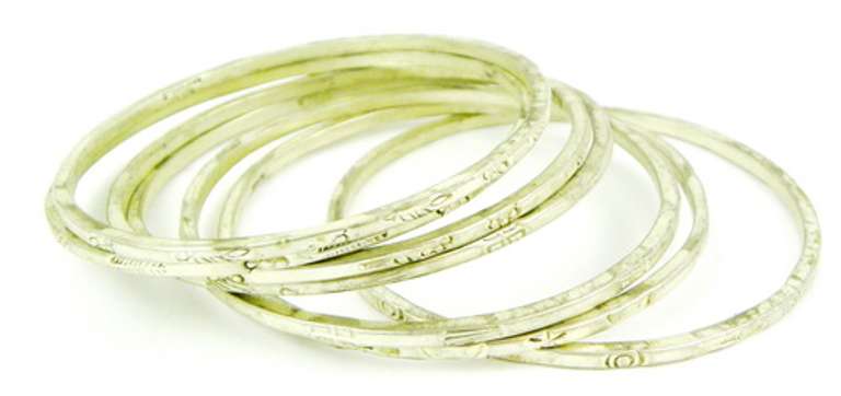 Set of 7 Solid Sterling Bangle Bracelets