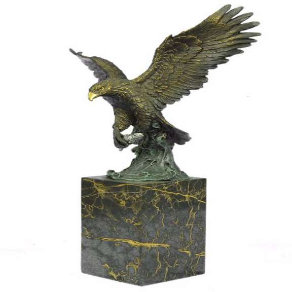 Swooping Eagle Catching Fish Wildlife Bronze Sculpture