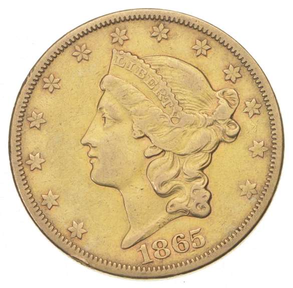 1865-S $20.00 Liberty Head Gold Double Eagle