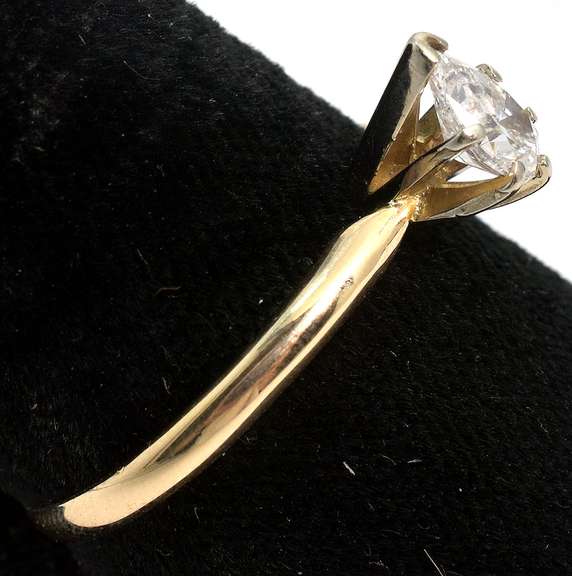 1/2CT Pear-Cut Diamond Solitaire Ring in 14KT Yellow Gold